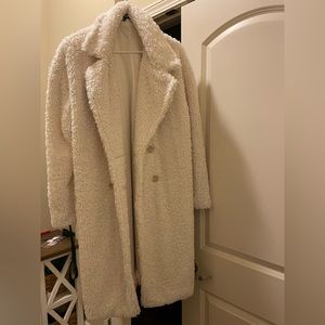 Lulus White Teddy Peacoat Size S